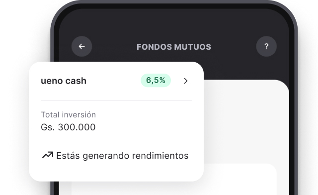 Aplicación móvil mostrando rendimiento generado por fondos mutuos