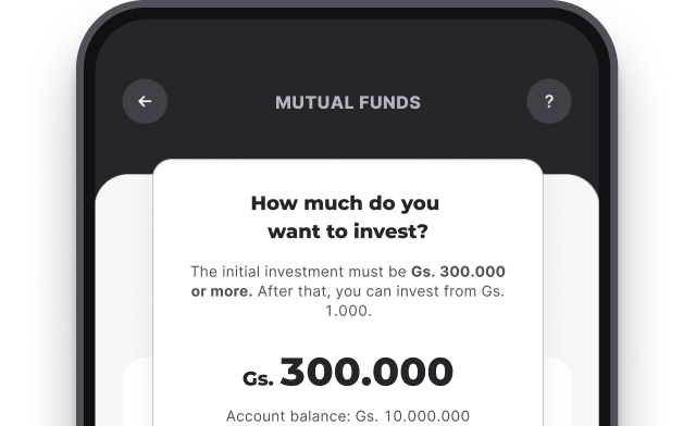Mutual fund investment screen showing low initial investment amount