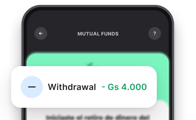 Mutual fund withdrawal confirmation showing quick access to funds
