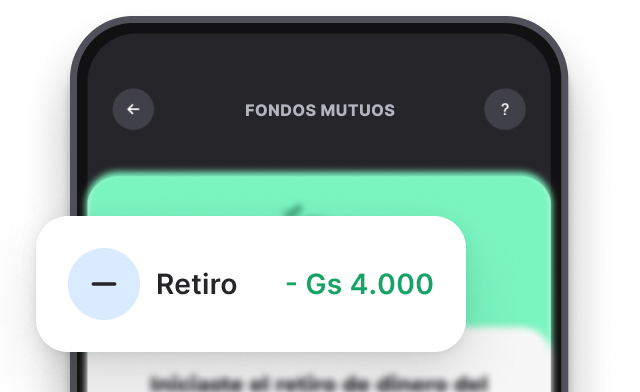 Notificación de retiro de dinero desde un fondo mutuo