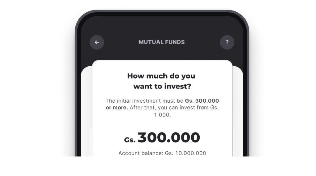 Mutual fund investment screen showing low initial investment amount