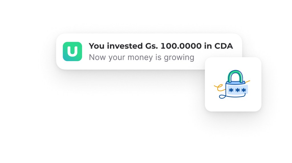 CDA investment confirmation showing secured deposit and guaranteed interest growth
