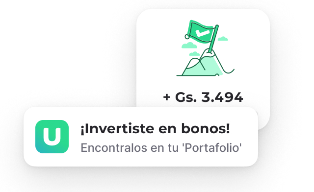 Notificación de inversión en bonos mostrando rendimiento positivo en el portafolio