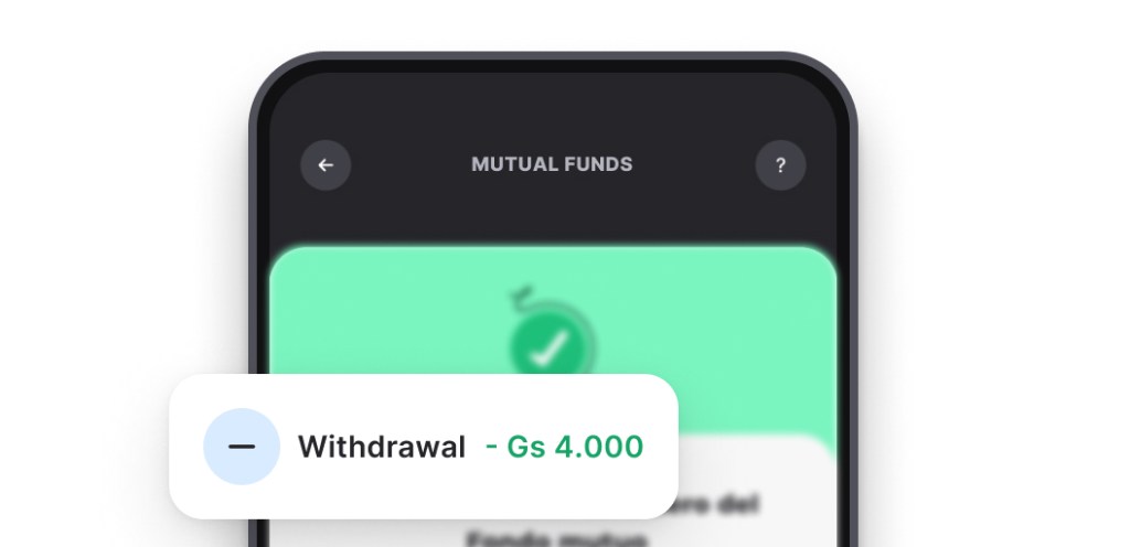 Mutual fund withdrawal confirmation showing quick access to funds
