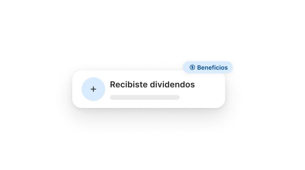 Notificación mostrando recepción de dividendos por inversión en acciones