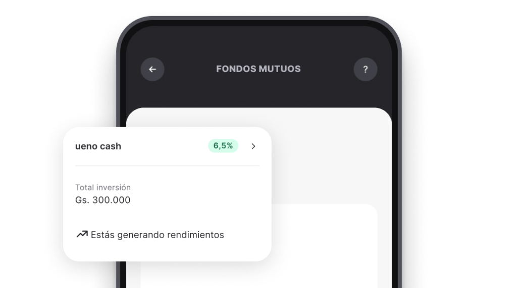 Aplicación móvil mostrando rendimiento generado por fondos mutuos