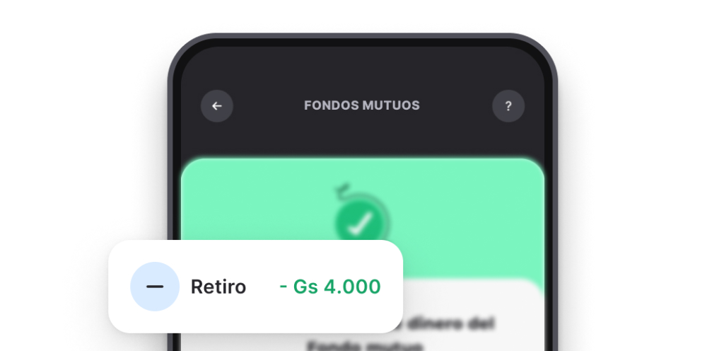Notificación de retiro de dinero desde un fondo mutuo