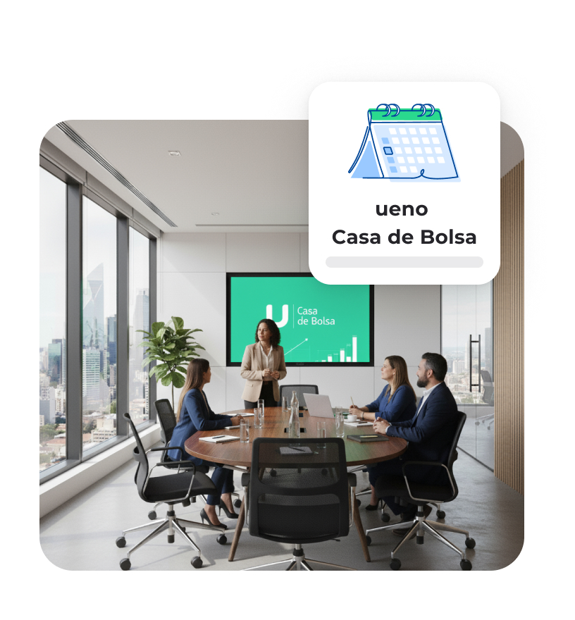 equipo de ueno casa de bolsa en reunion de trabajo en oficina corporativa